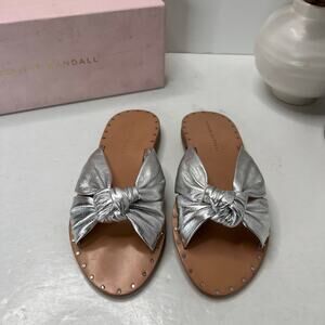 Loeffler Randall Lucia Studded Knot Sandal Silver Women 6.5 B NWB - FLAW